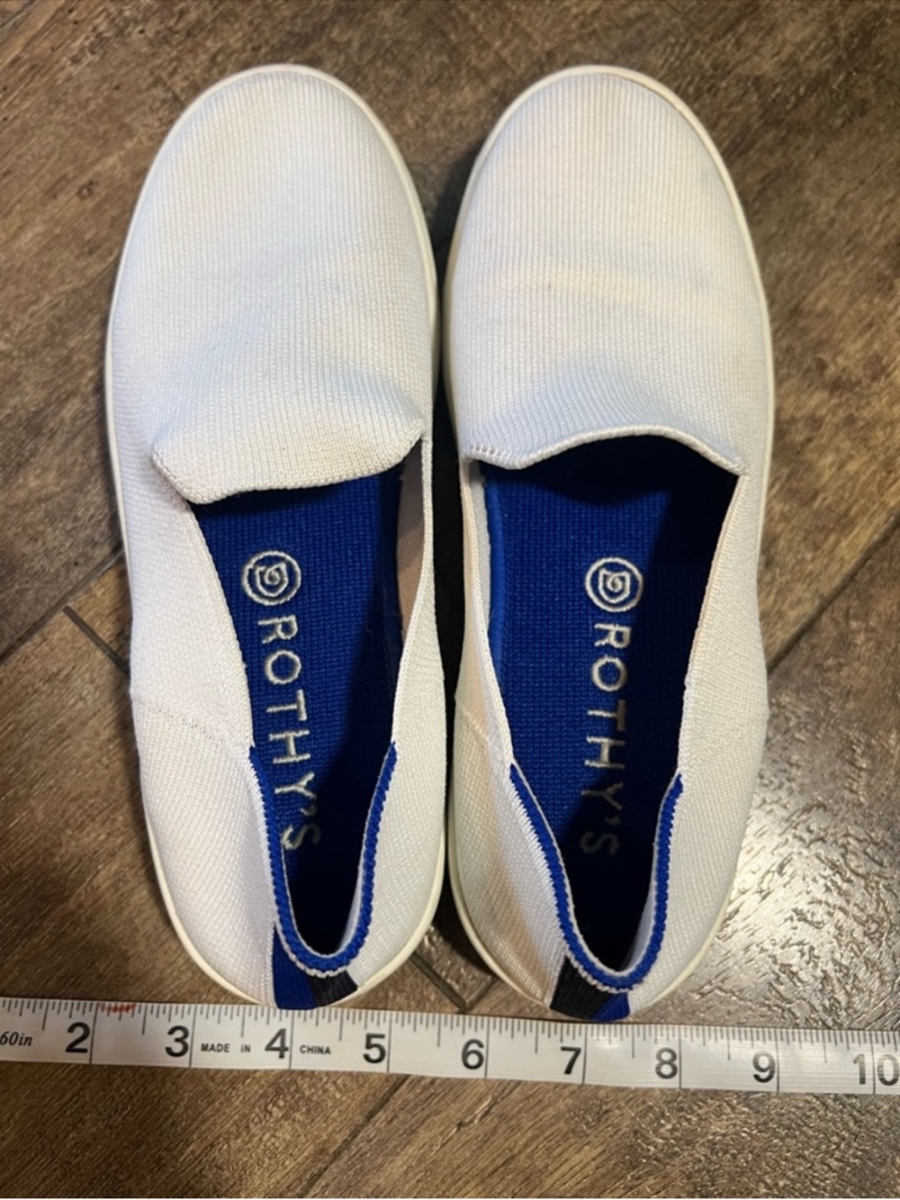 Rothy's White Slip-On Loafers with Blue Insole